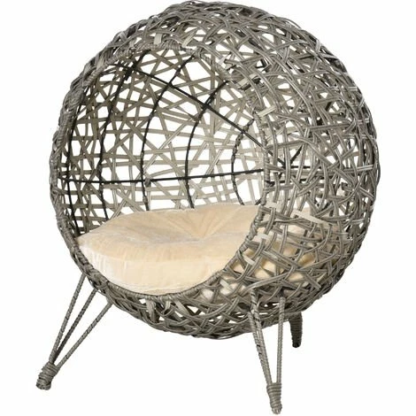 PawHut Rattan Wicker Elevated Cat House Kitten Bed Pet Furniture with Cushion PawHut Rattan Wicker Elevated Cat House Kitten Bed Pet Furniture With Cushion -PawHut Shop 37770809 1