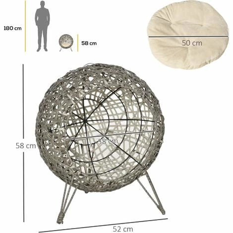 PawHut Rattan Wicker Elevated Cat House Kitten Bed Pet Furniture with Cushion PawHut Rattan Wicker Elevated Cat House Kitten Bed Pet Furniture With Cushion -PawHut Shop 37770809 2