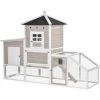 PawHut Wooden Chicken Coop Outdoor With Removable Tray Separate Nesting Box
