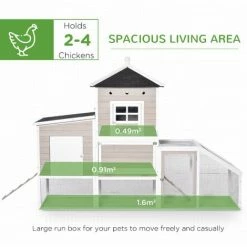 PawHut Wooden Chicken Coop Outdoor With Removable Tray Separate Nesting Box -PawHut Shop 37770821 4
