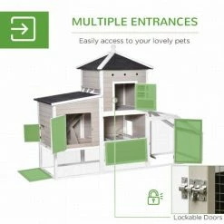 PawHut Wooden Chicken Coop Outdoor With Removable Tray Separate Nesting Box -PawHut Shop 37770821 5