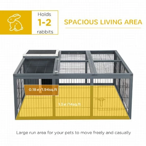 PawHut Rabbit Hutch Small Animal Guinea Pig House with Openable Roof Dark Grey PawHut Rabbit Hutch Small Animal Guinea Pig House With Openable Roof Dark Grey -PawHut Shop 37770826 4
