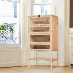 PawHut Hamster Cage Wooden Mouse Rodent Small Pet Animals Tall 5-Tier Play -PawHut Shop 4102082 3