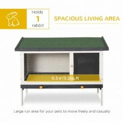PawHut Wooden Rabbit Hutch Bunny Cage Openable Roof For Outdoor 90 X 45 X 65 Cm -PawHut Shop 42718348 4