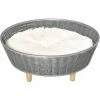 PawHut Wicker Dog Sofa Rattan Cat Bed W/ Washable Soft Cushion For XS S Dogs