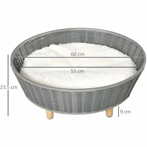 PawHut Wicker Dog Sofa Rattan Cat Bed w/ Washable Soft Cushion for XS S Dogs PawHut Wicker Dog Sofa Rattan Cat Bed W/ Washable Soft Cushion For XS S Dogs -PawHut Shop 42768934 2