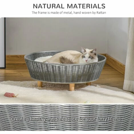 PawHut Wicker Dog Sofa Rattan Cat Bed w/ Washable Soft Cushion for XS S Dogs PawHut Wicker Dog Sofa Rattan Cat Bed W/ Washable Soft Cushion For XS S Dogs -PawHut Shop 42768934 4