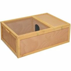 PawHut 94 Cm Wooden Tortoise House Turtle Habitat Small Reptile Cage Yellow