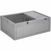 PawHut 94 Cm Wooden Tortoise House Turtle Habitat Small Reptile Cage Grey