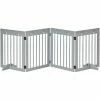 PawHut Pet Gate 4 Panel Wooden Dog Barrier Folding Fence W/ Support Feet