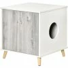 PawHut Cat Litter Box Enclosure End Table With 2 Magnetic Door Wide Tabletop
