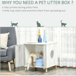PawHut Cat Litter Box Enclosure End Table With 2 Magnetic Door Wide Tabletop -PawHut Shop 42885941 4