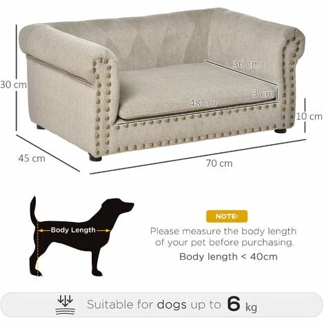 PawHut Dog Sofa Pet Chair w/ Removable Soft Cushion for Mini Dogs - Khaki PawHut Dog Sofa Pet Chair W/ Removable Soft Cushion For Mini Dogs - Khaki -PawHut Shop 43027462 2