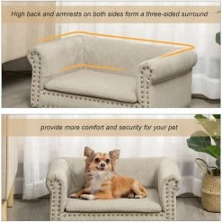 PawHut Dog Sofa Pet Chair W/ Removable Soft Cushion For Mini Dogs - Khaki 4 PawHut Dog Sofa Pet Chair W/ Removable Soft Cushion For Mini Dogs - Khaki -PawHut Shop 43027462 5