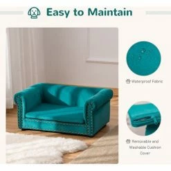 PawHut Dog Sofa Pet Chair W/ Removable Soft Cushion For Mini Dogs - Green -PawHut Shop 43027478 5
