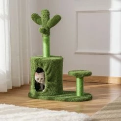 PawHut Cactus Cat Tree Tower Sisal Scratching Post Condo Perch 60 X 35 X 78 Cm -PawHut Shop 43027533 3