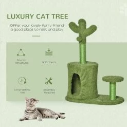 PawHut Cactus Cat Tree Tower Sisal Scratching Post Condo Perch 60 X 35 X 78 Cm -PawHut Shop 43027533 4