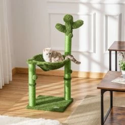 PawHut Cactus Cat Tree Tower Sisal Scratching Post With Hammock 40 X 40 X 96 Cm -PawHut Shop 43027550 3