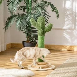 PawHut Cat Tree Cactus Sisal Scratching Post Interactive Fun Roller Exerciser -PawHut Shop 43027566 3