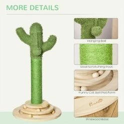 PawHut Cat Tree Cactus Sisal Scratching Post Interactive Fun Roller Exerciser -PawHut Shop 43027566 5