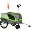 PawHut Dog Bike Trailer Two-In-One Pet Trolley Stroller Cart Bicycle Green