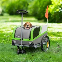 PawHut Dog Bike Trailer Two-In-One Pet Trolley Stroller Cart Bicycle Green -PawHut Shop 43707249 3