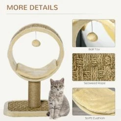 PawHut Cat Tree Tower Kitten Furniture Activity Center W/ Scratching Post Toy -PawHut Shop 43707252 5