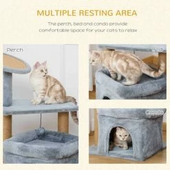 PawHut Cat Tree Tower W/ Scratching Posts Pad Condo Perch Bed Ball Kitten Toy -PawHut Shop 45484264 5