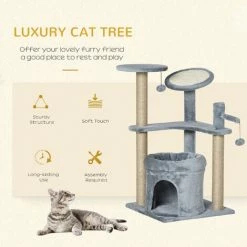 PawHut Cat Tree Tower Kitten Scratching Post W/ Condo Bed Scratcher Perch Ball -PawHut Shop 45484278 4
