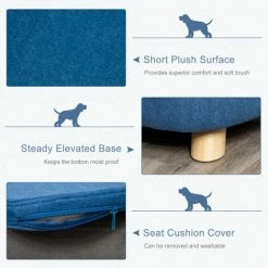PawHut Dog Sofa Bed W/ Removable Soft Cushion For XS And S Size Dogs - Blue -PawHut Shop 45948777 5