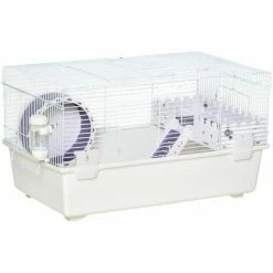 PawHut 2 Tier Hamster Cage Rodent House With Exercise Wheel Water Bottle Ladder