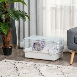 PawHut 2 Tier Hamster Cage Rodent House With Exercise Wheel Water Bottle Ladder -PawHut Shop 45948793 3