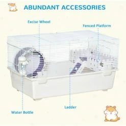 PawHut 2 Tier Hamster Cage Rodent House With Exercise Wheel Water Bottle Ladder -PawHut Shop 45948793 5