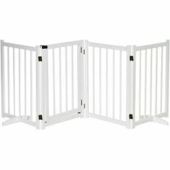PawHut Freestanding Pet Gate W/ 2 Support Feet For Doorways Stairs White