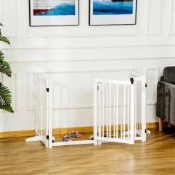 PawHut Freestanding Pet Gate W/ 2 Support Feet For Doorways Stairs White -PawHut Shop 46104148 3