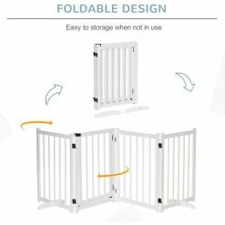 PawHut Freestanding Pet Gate W/ 2 Support Feet For Doorways Stairs White -PawHut Shop 46104148 5
