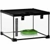 PawHut Glass Reptile Terrarium Insect Breeding Tank Vivarium Habitats With Thermometer For Lizards, Horned Frogs, Snakes, Spiders - Small 30 X 30 X 20cm