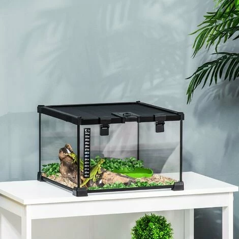 PawHut Glass Reptile Terrarium Insect Breeding Tank Vivarium Habitats with Thermometer for Lizards, Horned Frogs, Snakes, Spiders - Small 30 x 30 x 20cm PawHut Glass Reptile Terrarium Insect Breeding Tank Vivarium Habitats With Thermometer For Lizards, Horned Frogs, Snakes, Spiders - Small 30 X 30 X 20cm -PawHut Shop 46360739 3