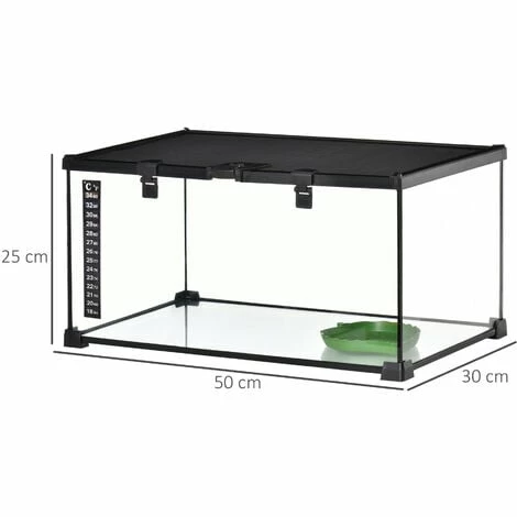 PawHut Glass Reptile Terrarium Habitats for Lizards, Frogs, Snake 50 x 30 x 25cm PawHut Glass Reptile Terrarium Habitats For Lizards, Frogs, Snake 50 X 30 X 25cm -PawHut Shop 46360740 2