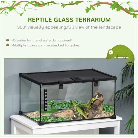 PawHut Glass Reptile Terrarium Habitats for Lizards, Frogs, Snake 50 x 30 x 25cm PawHut Glass Reptile Terrarium Habitats For Lizards, Frogs, Snake 50 X 30 X 25cm -PawHut Shop 46360740 4