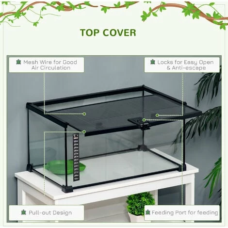 PawHut Glass Reptile Terrarium Habitats for Lizards, Frogs, Snake 50 x 30 x 25cm PawHut Glass Reptile Terrarium Habitats For Lizards, Frogs, Snake 50 X 30 X 25cm -PawHut Shop 46360740 5