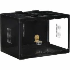 PawHut Reptile Terrarium Insect Breeding Tank Vivarium Habitats With Thermometer Lamp Holders Hanging Basin For Lizards, Horned Frogs, Snakes, Spiders 60 X 40 X 40.5cm