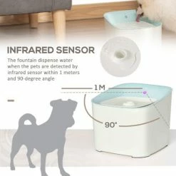 PawHut Pet Water Fountain Automatic W/ Infrared Sensor, LED Indicator - Blue -PawHut Shop 46849308 5
