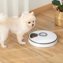 PawHut Pet Feeder W/ Digital Timer Six-Meal Food Dispenser Trays White -PawHut Shop 46849315 3