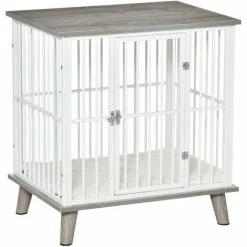 Front Page 48 PawHut Dog Crate Pet Kennel Cage End Table W/ Cushion For Small Dog Grey