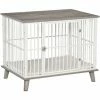 PawHut Dog Crate Pet Kennel Cage End Table W/ Cushion For Small Medium Dog Grey