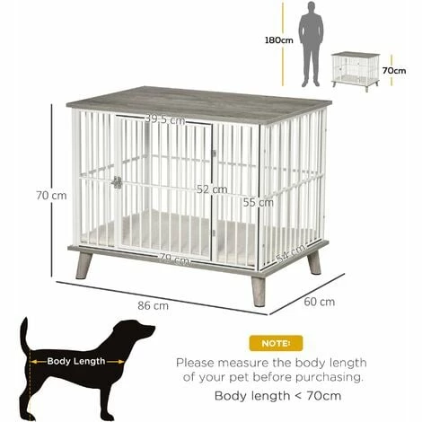 PawHut Dog Crate Pet Kennel Cage End Table w/ Cushion for Small Medium Dog Grey PawHut Dog Crate Pet Kennel Cage End Table W/ Cushion For Small Medium Dog Grey -PawHut Shop 47146389 2