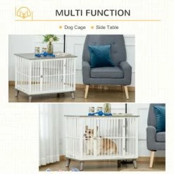 PawHut Dog Crate Pet Kennel Cage End Table W/ Cushion For Small Medium Dog Grey 3 PawHut Dog Crate Pet Kennel Cage End Table W/ Cushion For Small Medium Dog Grey -PawHut Shop 47146389 4