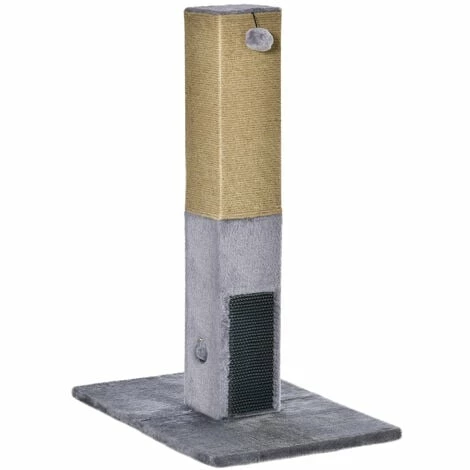 PawHut Cat Scratching Post Scratcher Climber w/ Carpet Base Hanging Toy - Grey PawHut Cat Scratching Post Scratcher Climber W/ Carpet Base Hanging Toy - Grey -PawHut Shop 47418499 1