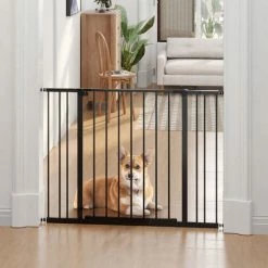 PawHut Pressure Fitted Pet Dog Safety Gate Metal Fence 76 Cm Tall, Black -PawHut Shop 47719898 3